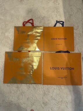 LOUIS VUITTON SHOPPING BAG TOTE BUNDLE FACE PIXEL TAN LARGE MEDIUM 16x19 13.x16